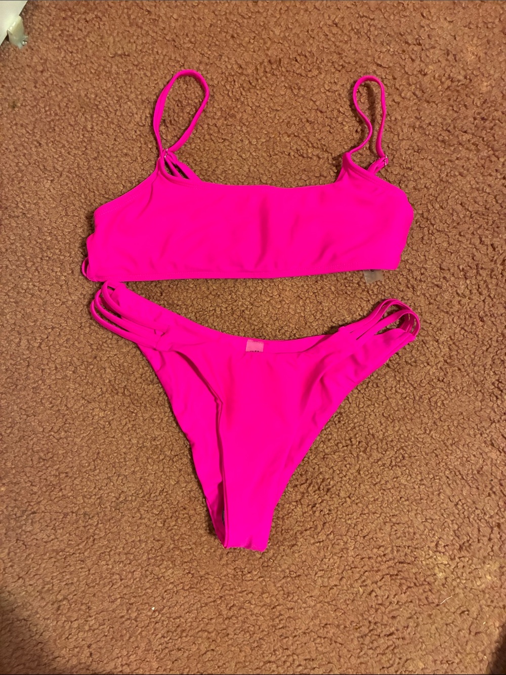 Shein Hot Pink Strappy Bikini Set - 50 % OFF